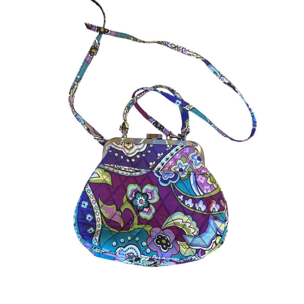 VERA BRADLEY MINI FRAME CROSSBODY PURSE heather paisley pattern